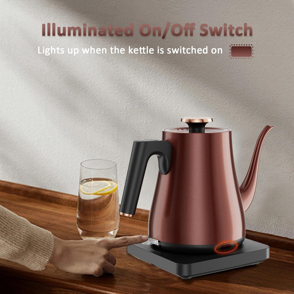 Tuehakny Gooseneck Electric Kettle 1.0L, 1000W, Pour Over, Vintage Copper