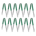 New Star Foodservice 12 Inch Utility Spring Tongs, Set of 12, Commercial Restaurant Grade Stainless Steel Tongs with Green Vinyl Coated Handles