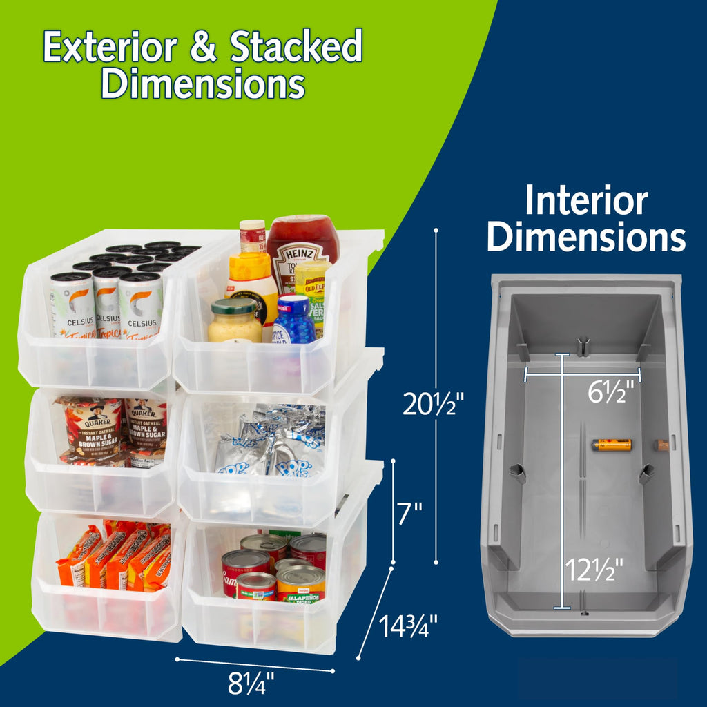 Akro-Mils ReadySpace Large Stackable Plastic Storage Bins, 6-Pack, Clear
