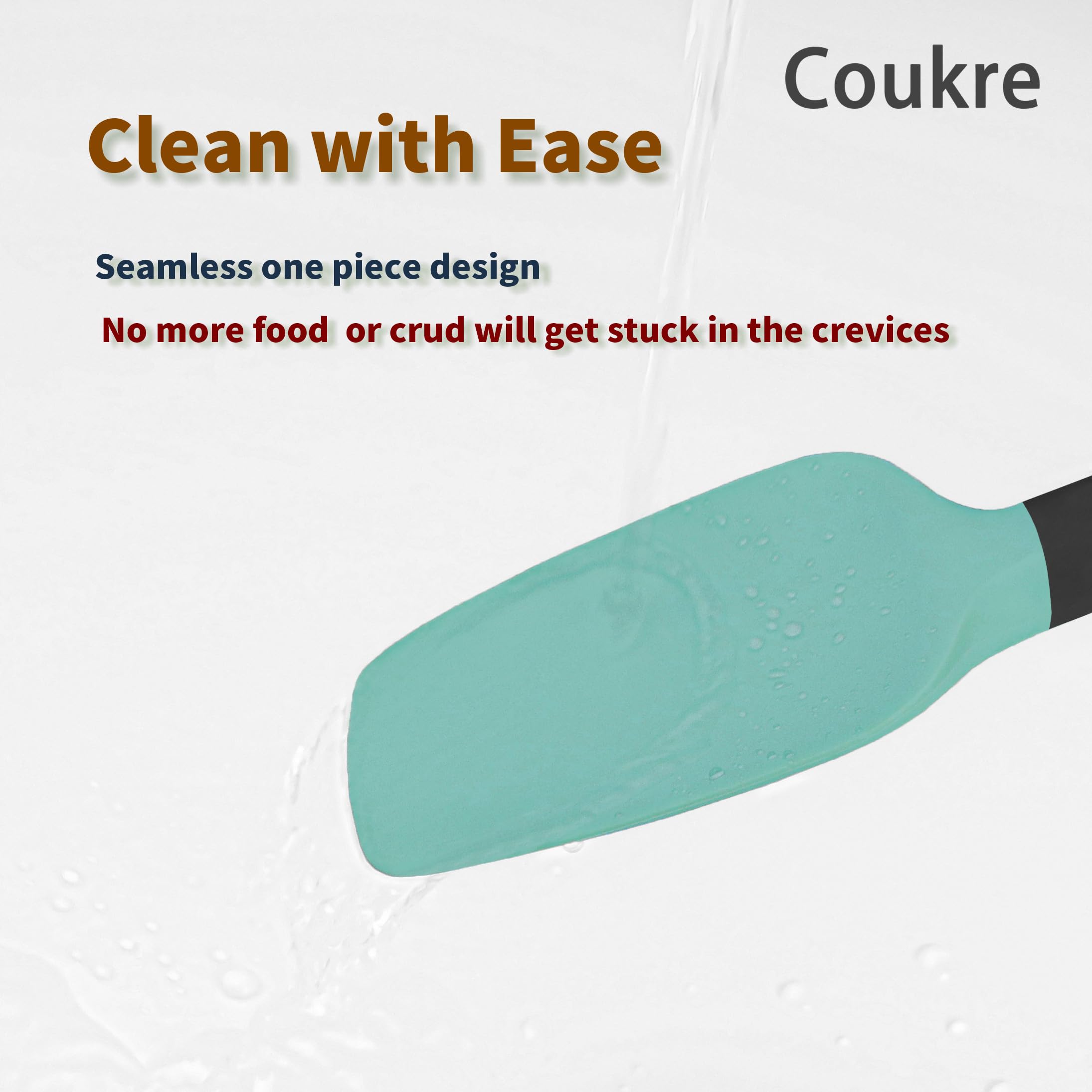 Coukre Silicone Spatula Set of 5,High Temperature Resistant, Food Grade Silicone, Dishwasher Safe, for Baking, Cooking (Colorful B Black)