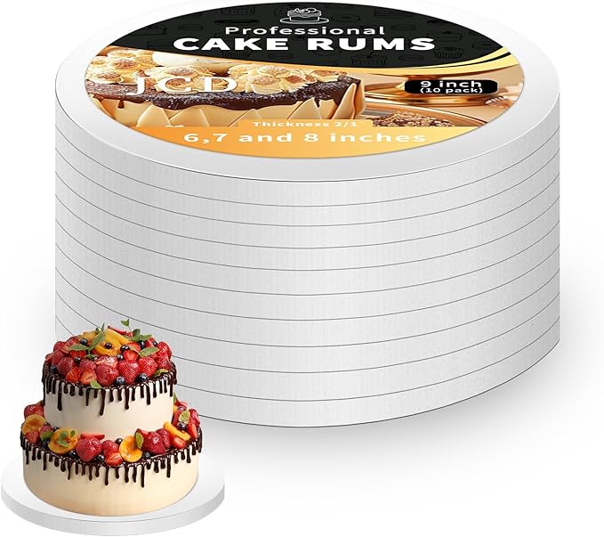 10pcs Cake Boards Drums 9 Inch Round Sturdy Corrugated Cardboard Base,1/2 Thick Drums Cake Base Sturdy Multiple Layers of Cardboard for Heavy or Multi Layer Cakes Base para Pastel (9inch/10pcs)