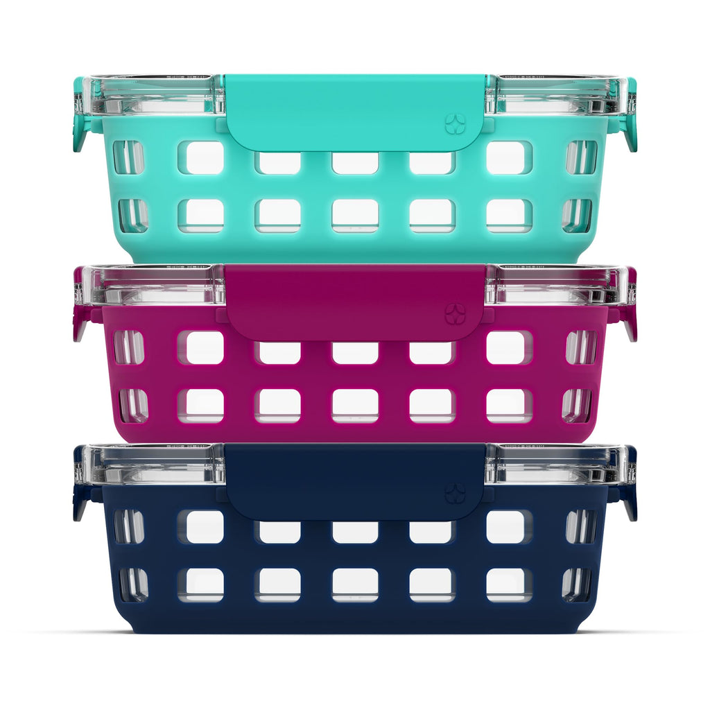 Ello Duraglass 3.4 Cup Glass Meal Prep Containers, 10 Pc, 5 Pack, Blue