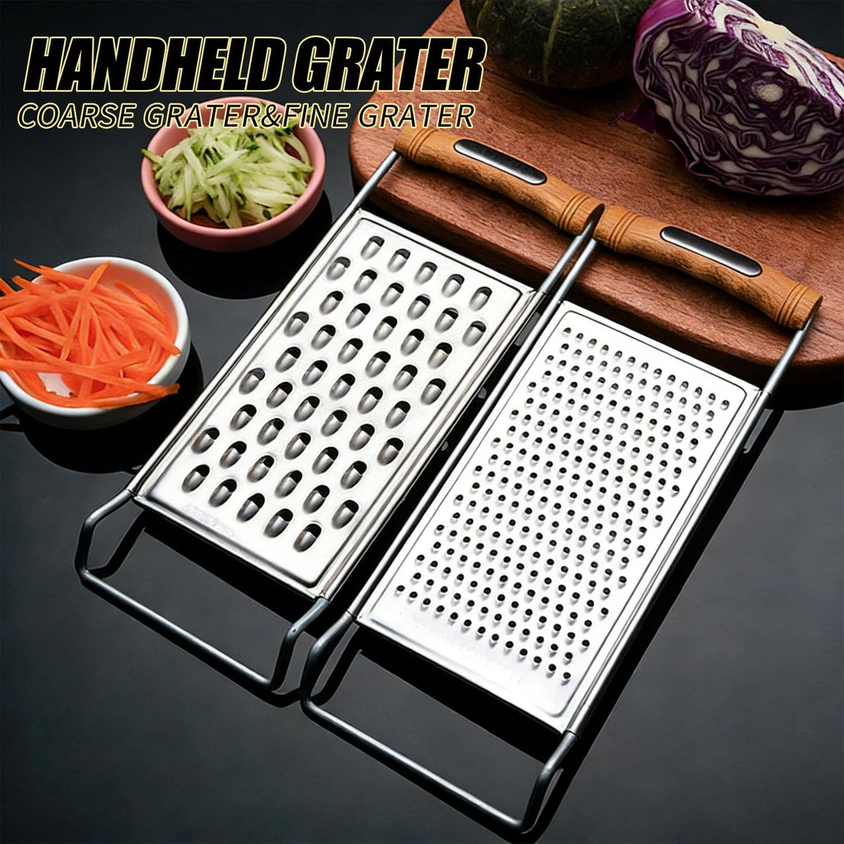 2 Pack Stainless Steel Handheld Grater Set,Coarse & Fine Kitchen Zester