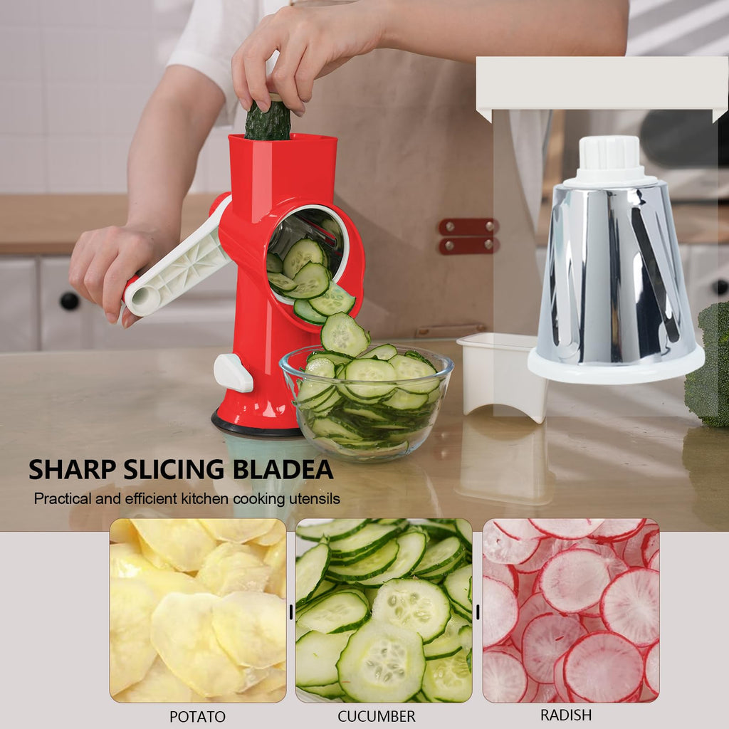 TiwisiTe Rotary Cheese Grater with Handle-Versatile Cheese Grater