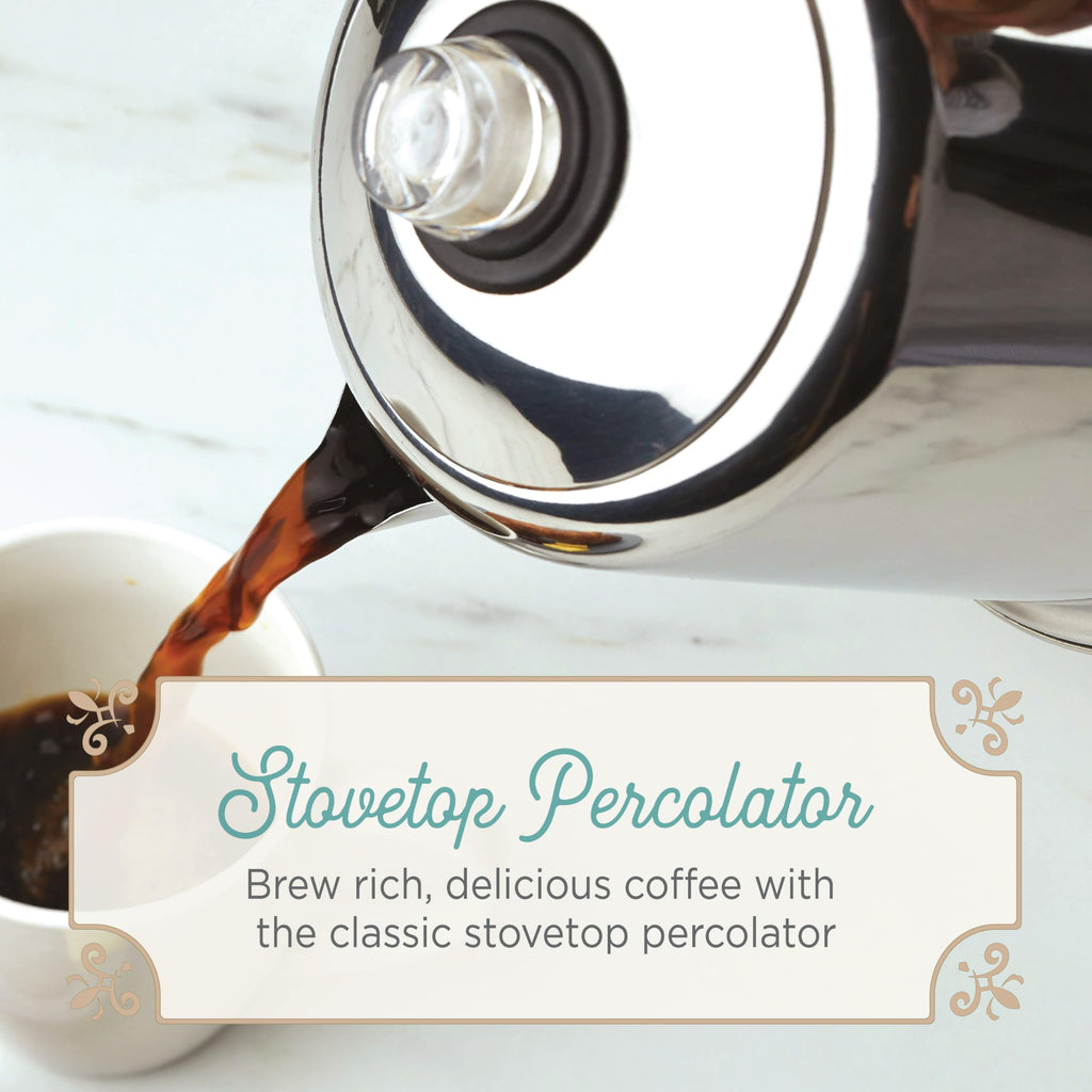 Farberware Classic Stainless Steel Yosemite Percolator Coffee Pot, 8-Cup, Stainless Steel
