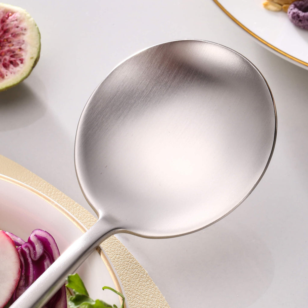 Lemeya Salad Serving Utensils,Serving Spoons Stainless Steel,2Pcs Long Handle Salad Servers 11.42 Inch,Salad Utensils for Serving,Matte Finish,Dishwasher Safe