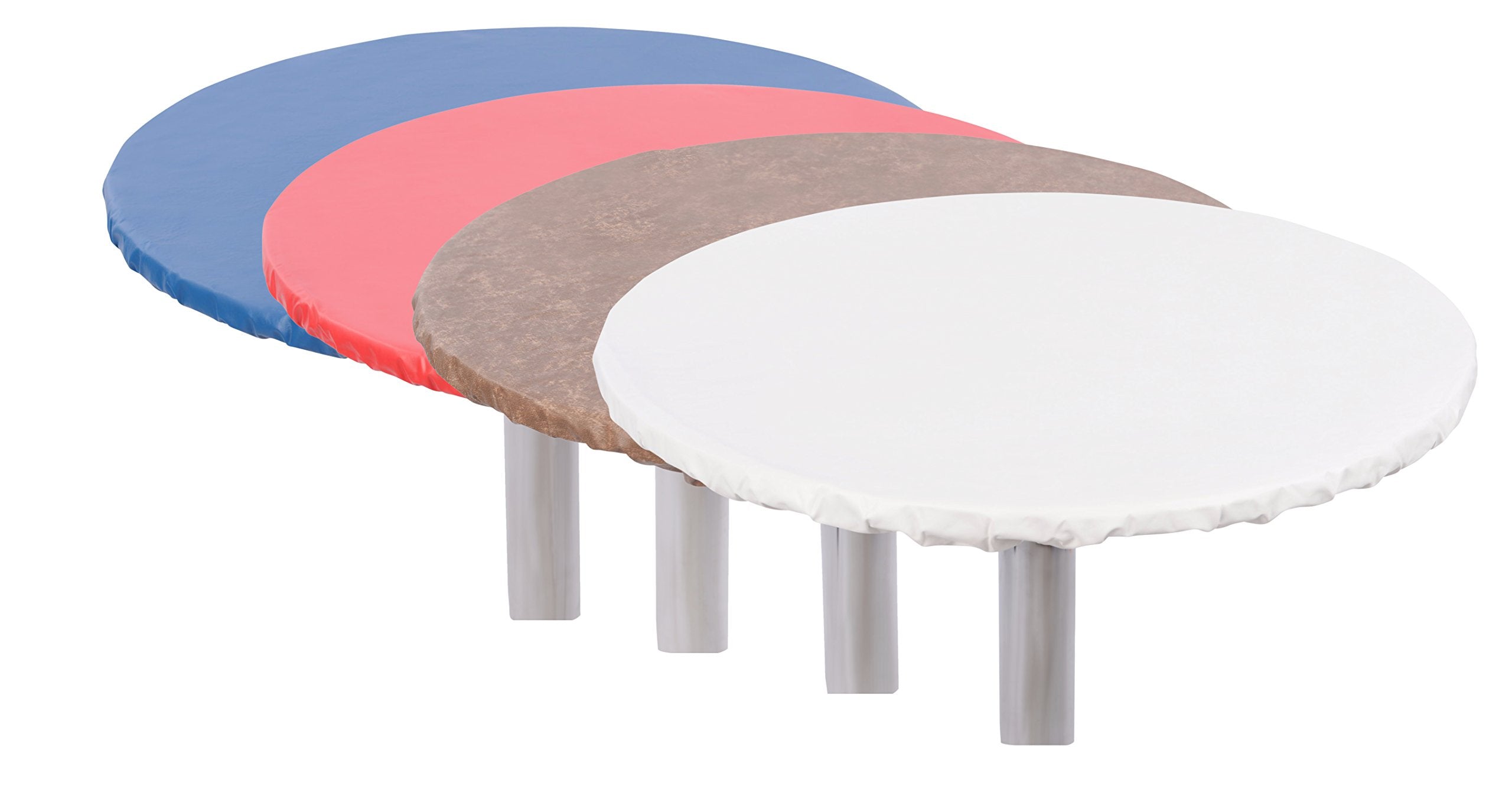 Yourtablecloth Heavy Duty Vinyl Round Fitted Tablecloth (Table Cover) with Flannel Backing Vibrant Colors Elasticized Tablecloth Great for Indoor and Outdoor Dining and Playing Cards 60” Ruby Red