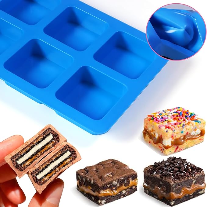 Sidosir 3Pcs Chocolate Covered Cookie S'mores Molds, 6-Cavity Square Molds Silicone for Smores, Non-Stick Silicone Baking Mold for Graham, Chocolate, Graham Crackers, Candy