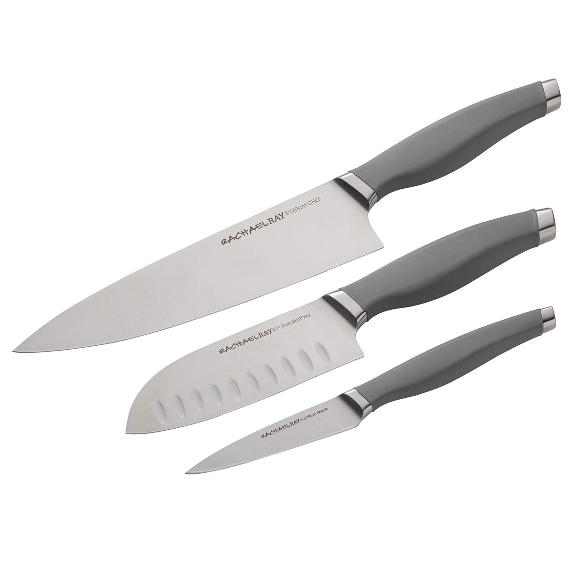 Rachael Ray Cucina Cutlery 2-Piece Japanese Stainless Steel Santoku Knife Set with Acacia Handles -,Acacia Wood