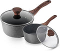 SENSARTE Nonstick Sauce Pan Set with Lid, 1.5+2.5 Quarts, PFOA/PFOS Free