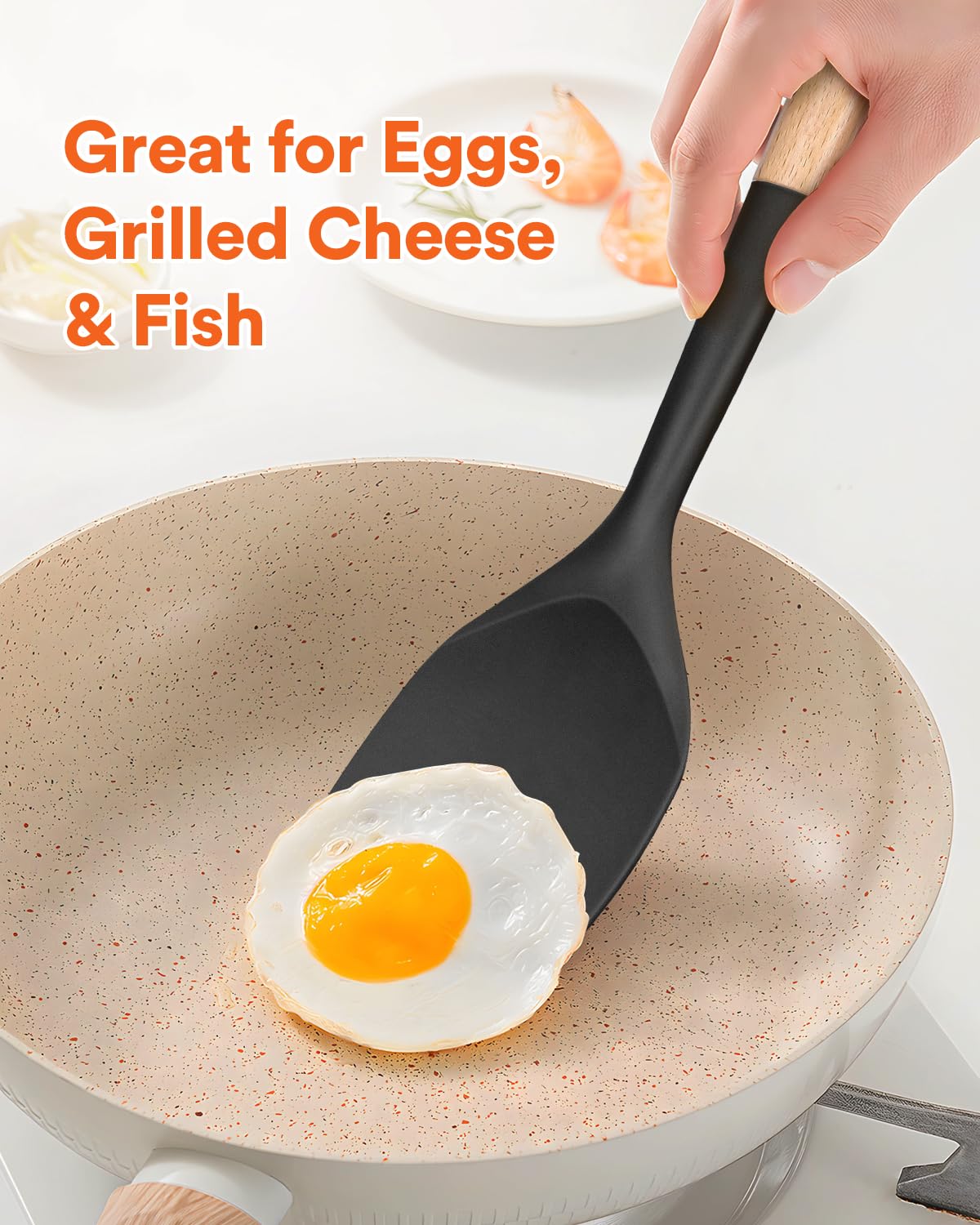 Badiano Silicone Spatula, Non Scratch Flexible Edge for Pans,13.2 Inch
