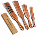 Spurtle Set, Natural Acacia Wooden Kitchen Utensils Set of 2, Wooden Spoons Utensils for Cooking, stirring, Mixing, Serving, spurtles kitchen tools as seen on tv for NonSick Cookware