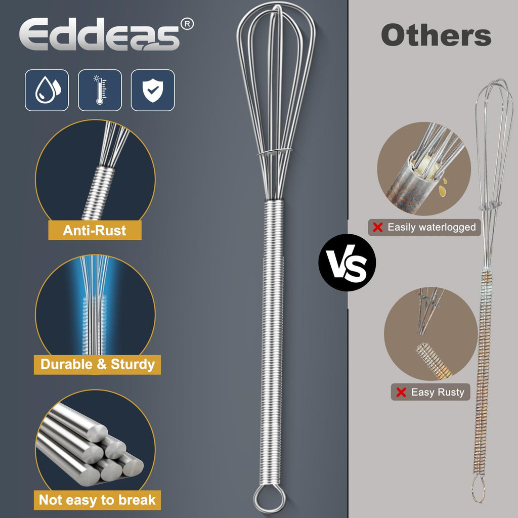 Eddeas Silicone Whisk, 500°F Heat Resistant Non Scratch Coated Whisks for Cooking Baking Balloon whisk, Kitchen Whisk Tool Set, for Stirring, Beating & Blending of 3 Size 7.5"+ 9" +11 inch