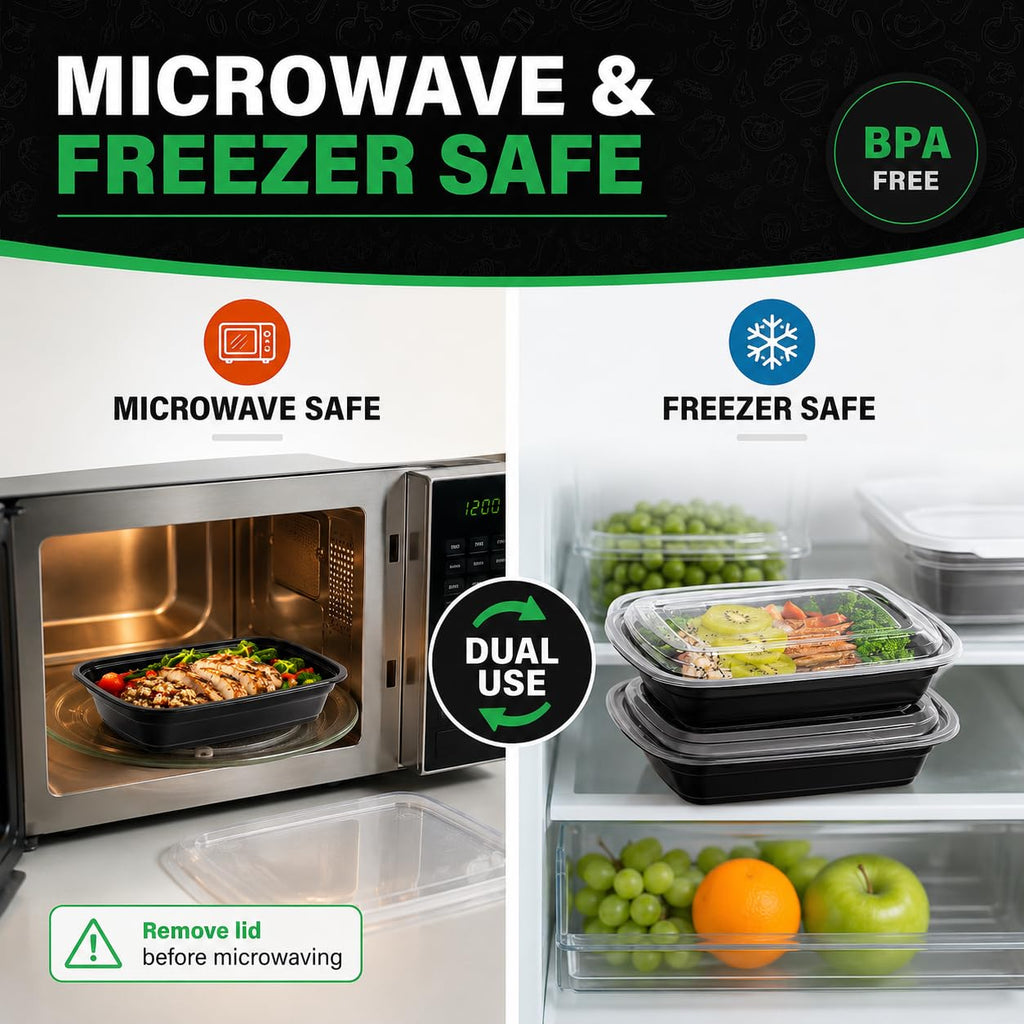 WUHUIXOZ Meal Prep Container, 50 Pack 32 oz Food Storage Containers with Lids, Disposable Bento Box Reusable Plastic Lunch Box, BPA Free Take-Out Box Microwave Dishwasher Freezer Safe