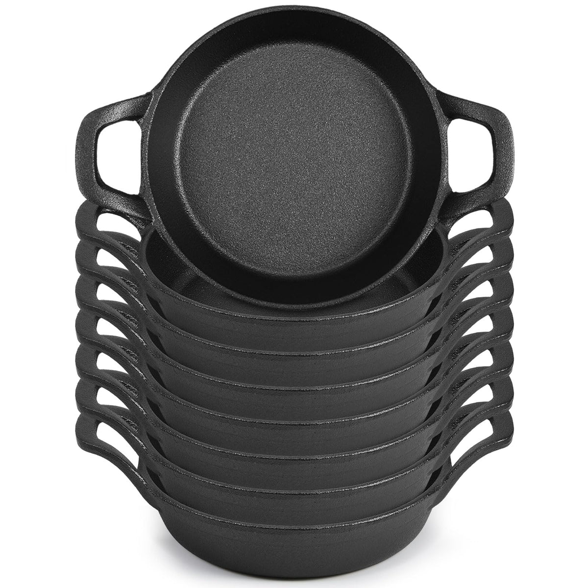 Ziliny 6 Pack Mini Cast Iron Skillets 6.3 x 6.3 x 1.5 Inch Pan Ramekin Set