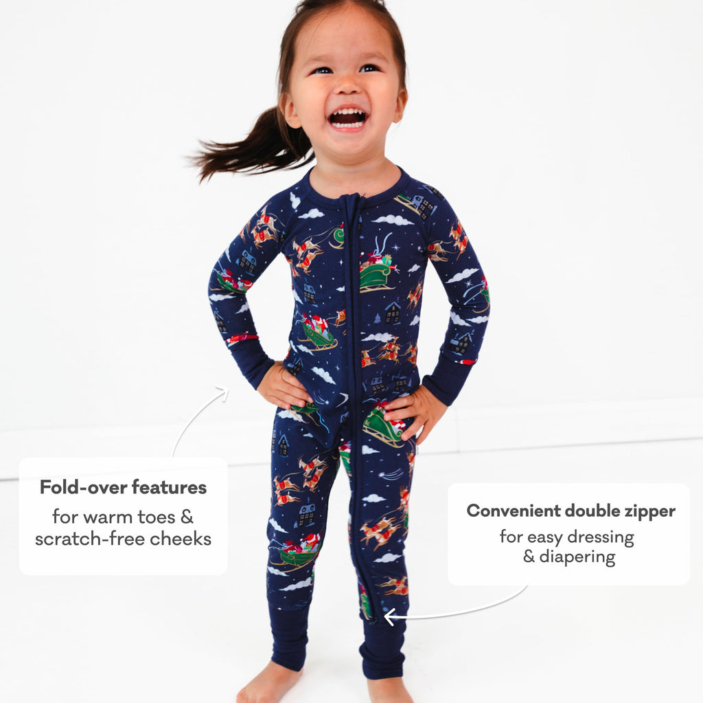 Little Sleepies Baby Christmas Pajamas, Santa's Sleigh, 0-3M