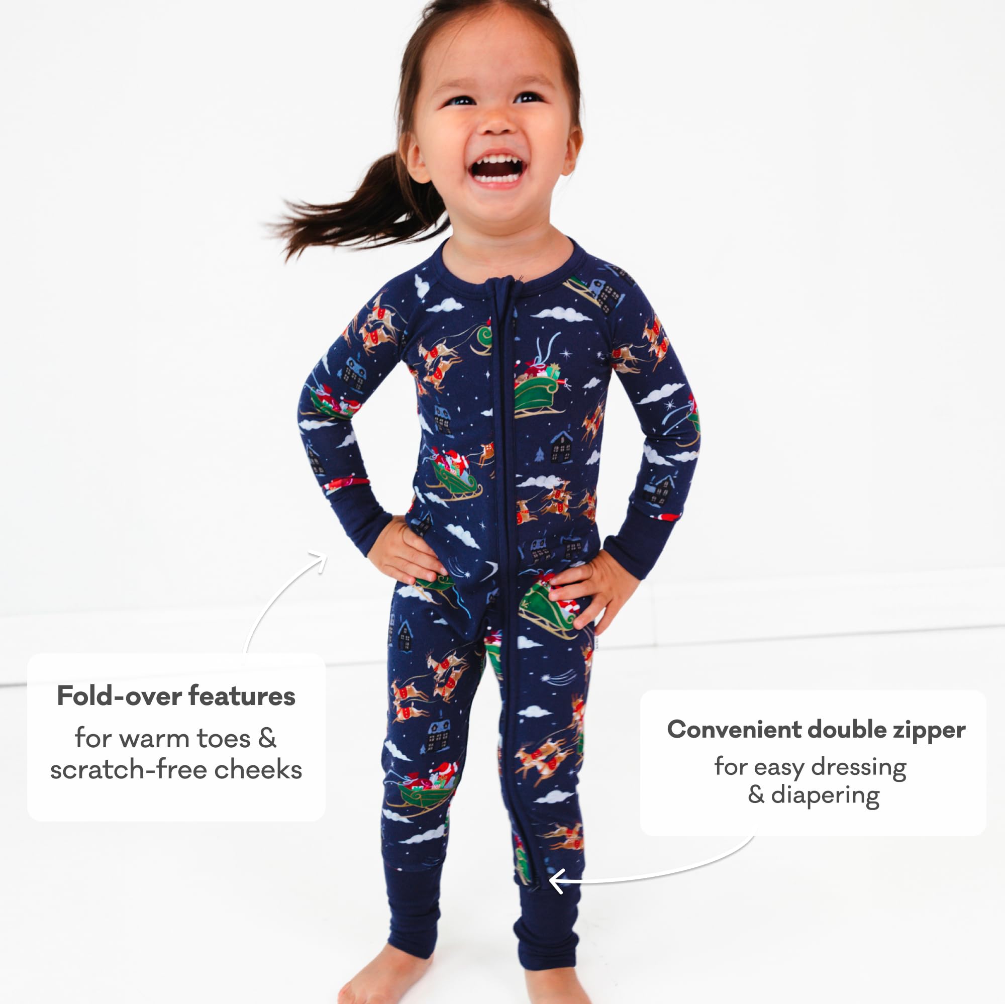 Little Sleepies Baby Christmas Pajamas, Santa's Sleigh, 0-3M