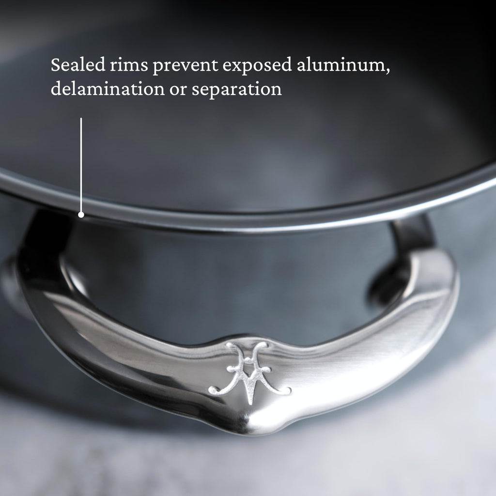 Hestan NanoBond Molecular Titanium Saute Pan with Lid, 3.5-Quart - PFAS-Free Stainless Steel, 4x Stronger, 1050°F Safe, Induction Compatible, Handcrafted Italy