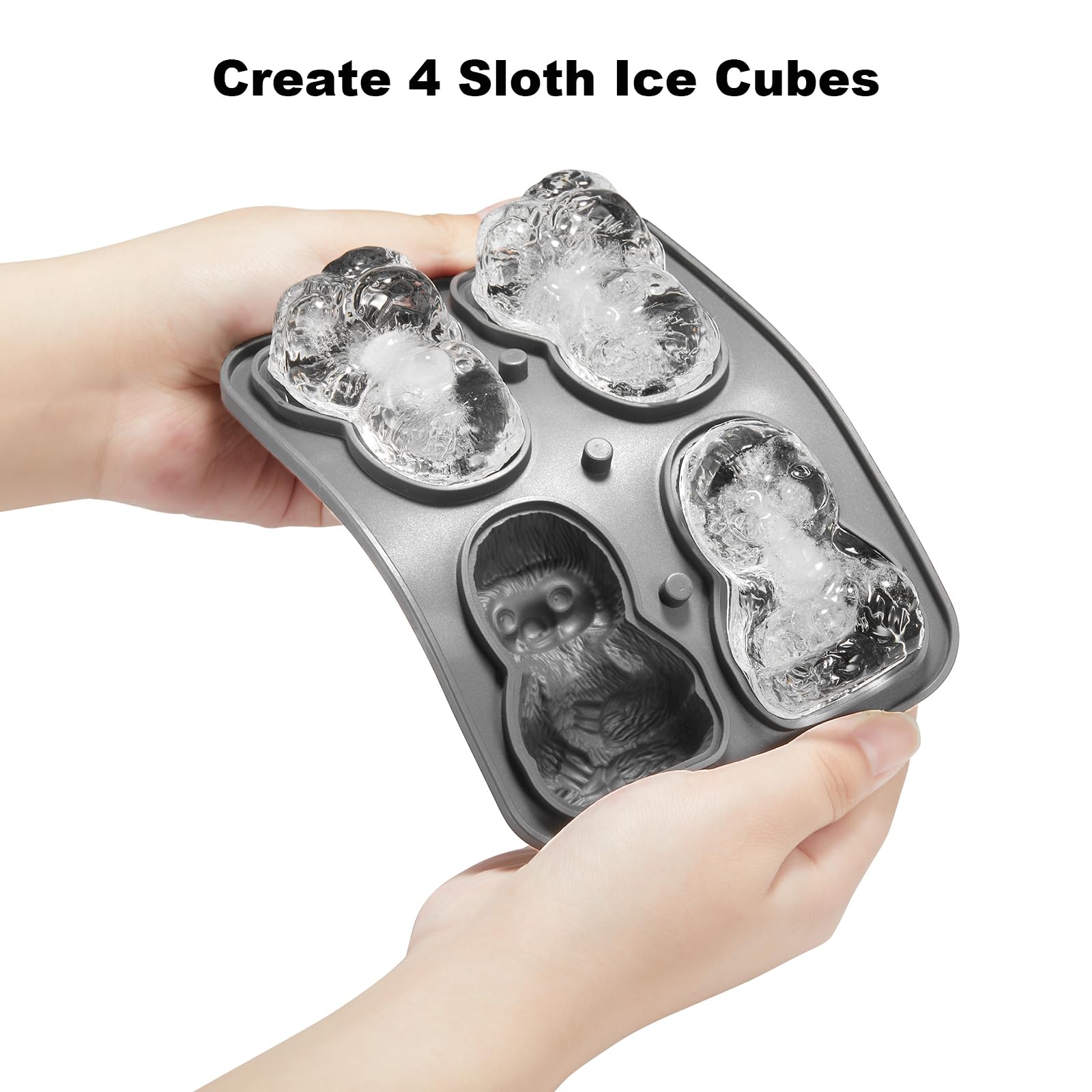 Nax Caki 3D Sloth Ice Cube Mold Fun Shapes, Cute Sloth Gifts for Women, Large Craft Ice Mold, Big Sloth Ice Cube Trays for Whiskey Cocktails Bourbon
