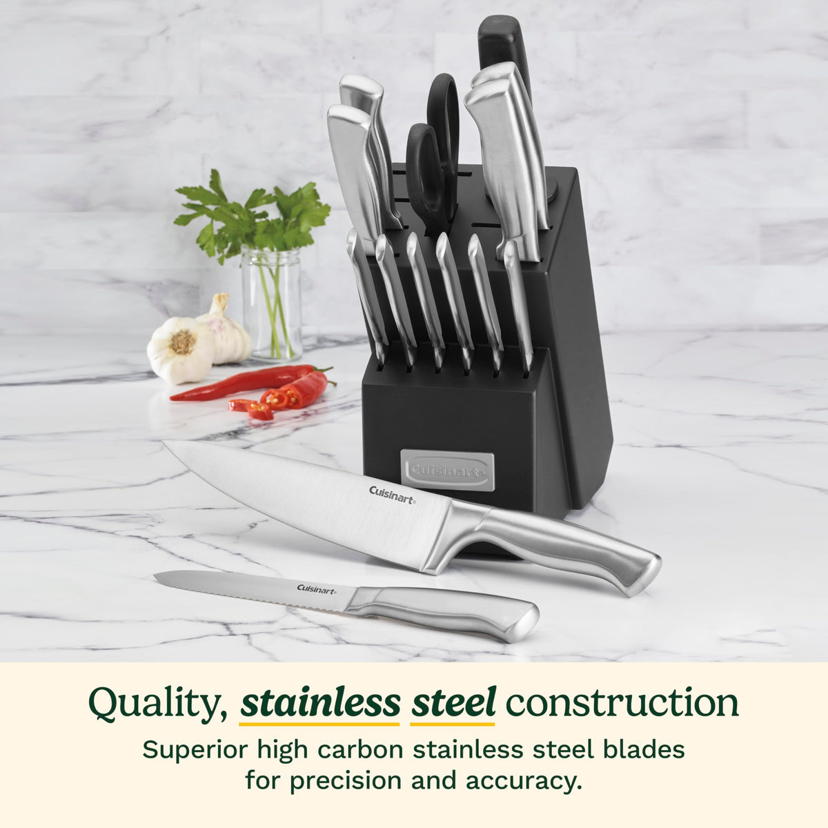 Cuisinart 15-Piece Stainless Steel Hollow Handle Block Set, C77SS-15PK