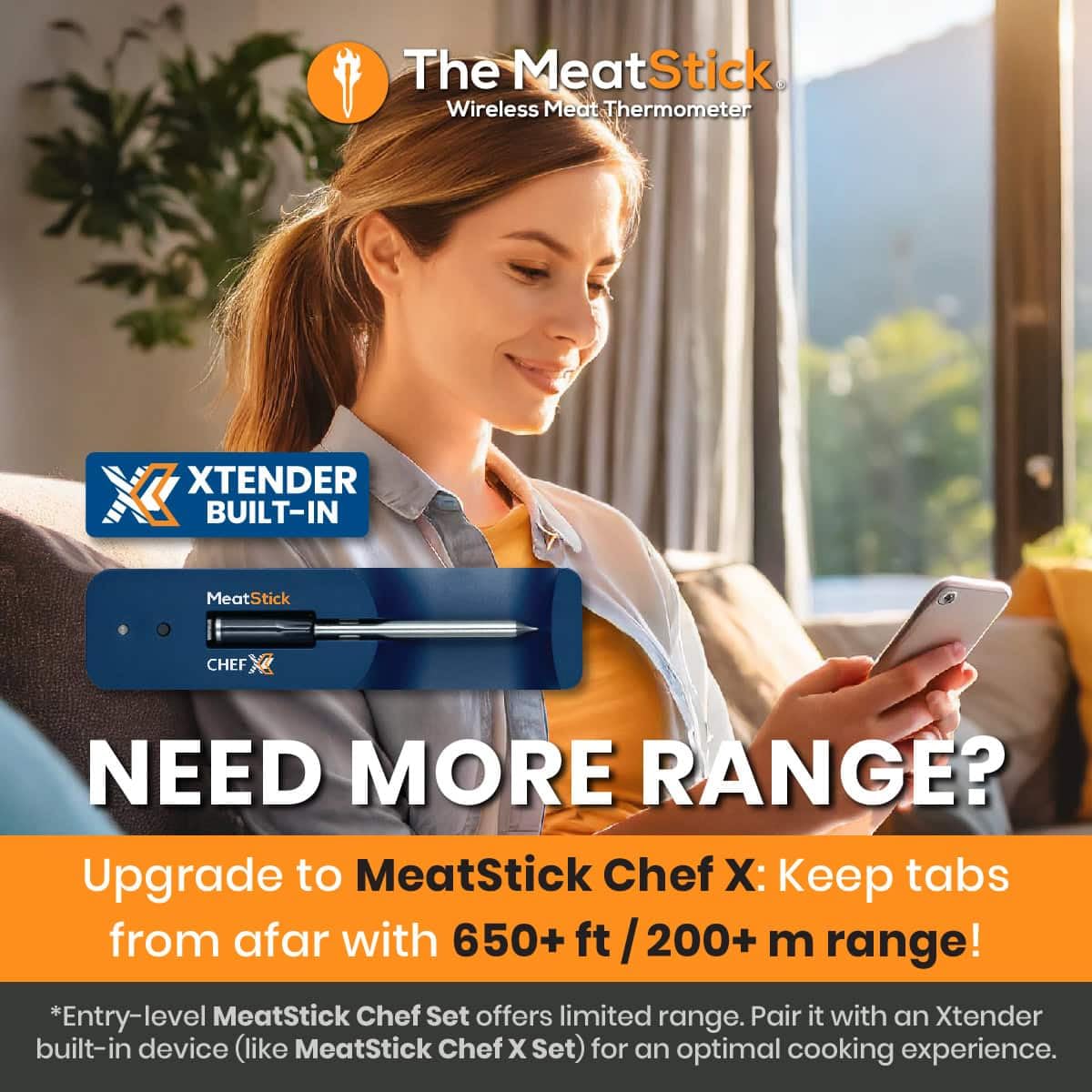 MeatStick Chef Bluetooth Wireless Meat Thermometer, 4-Sensor Slim Probe