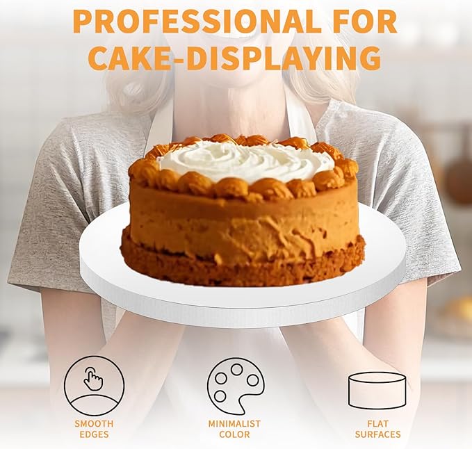 10pcs 14 Inch Cakeboard Round, 1/2 Inch Thick Cake Boards, Bend Resistant & Sturdy White Cake Cardboard for Presenting Heavy or Tall Tiered Cakes, Base para Pastel(14inch/10pcs)
