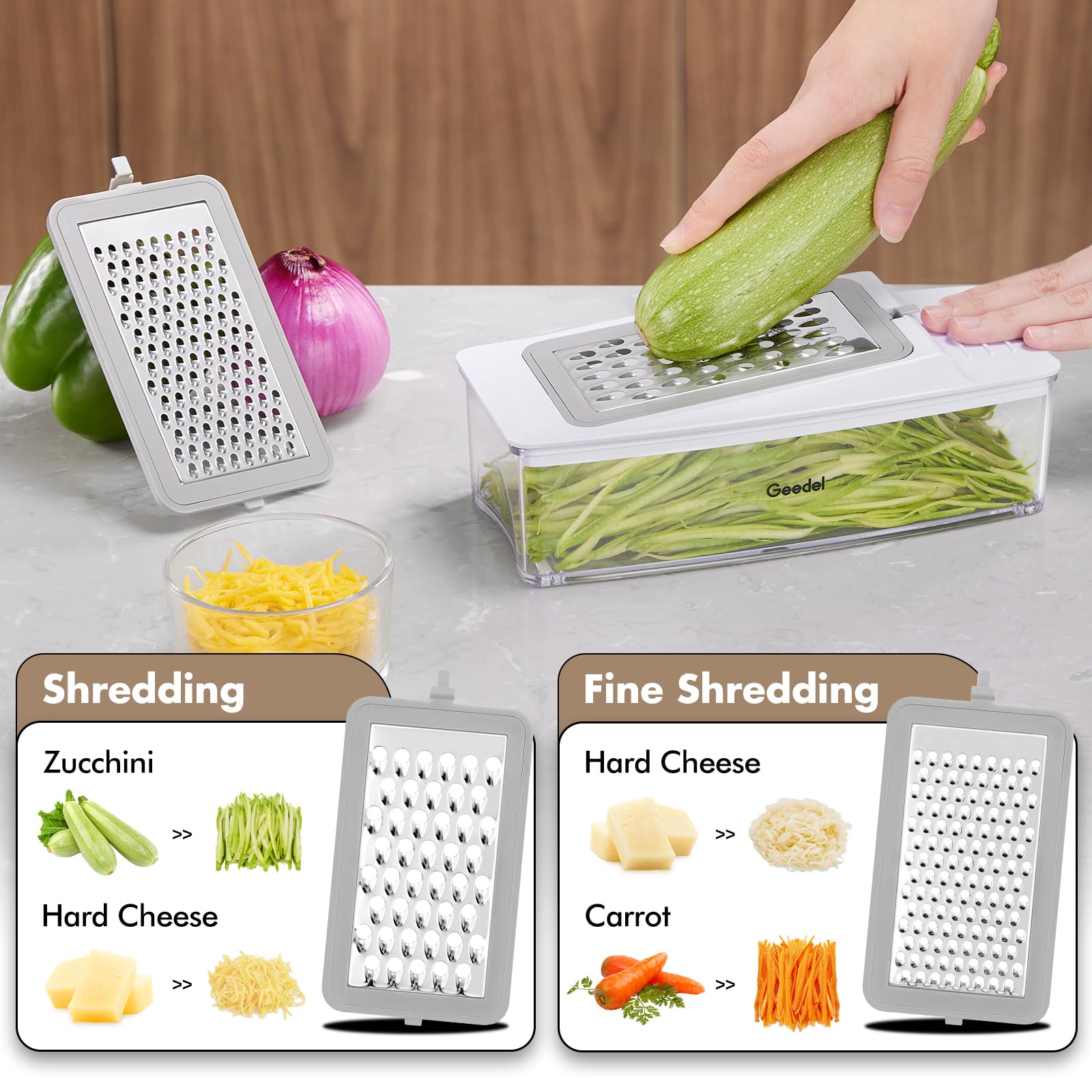 Geedel Vegetable Chopper with Container, 4 in 1 Food Chopper Veggie Slicer