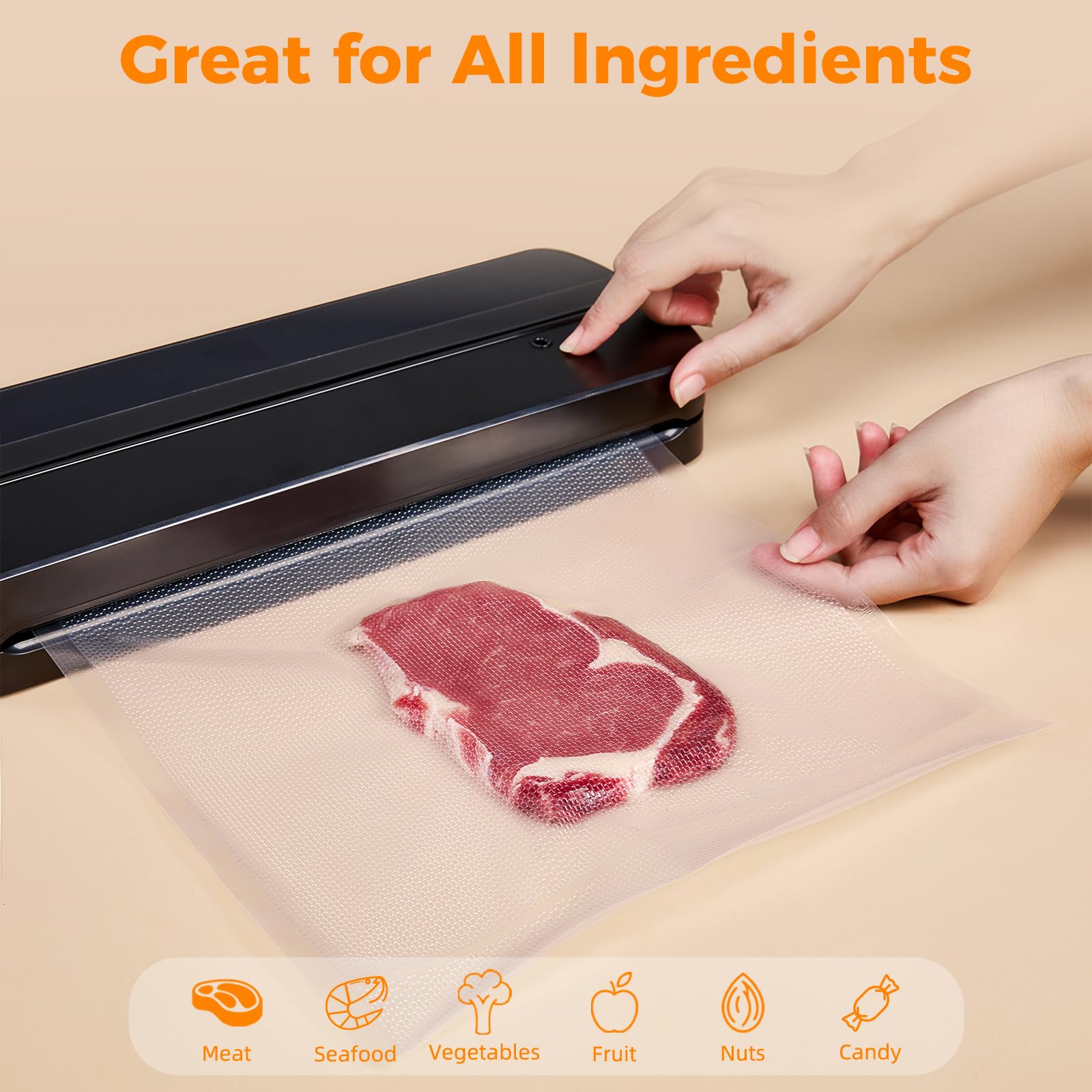Wevac Vacuum Sealer Bags for Food 11x50 2 Rolls, Fit Food Saver Machines
