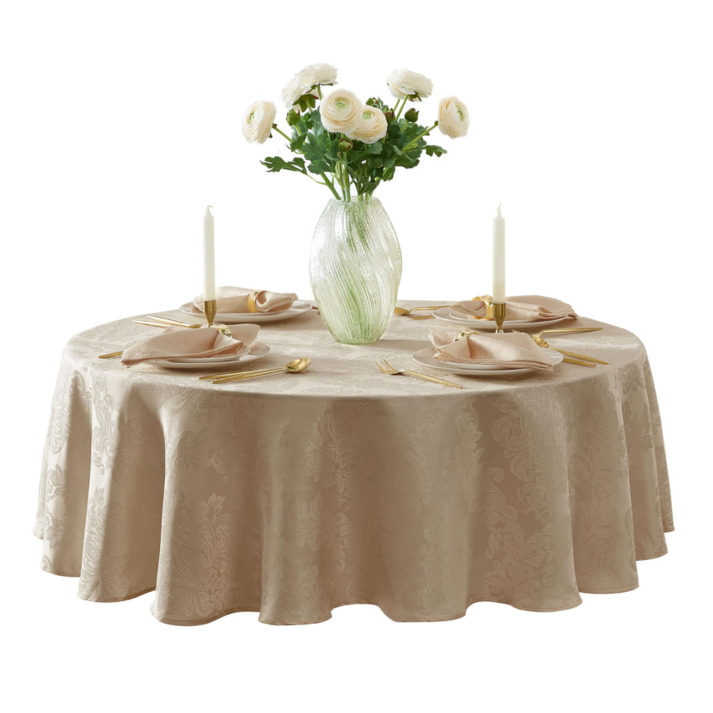 Newbridge Barcelona Luxury Damask Fabric Napkins, Set of 4 Square Napkins, Antique White, 100% Polyester, No Iron, Soil Resistant Dining Room, Party and Banquet Napkins
