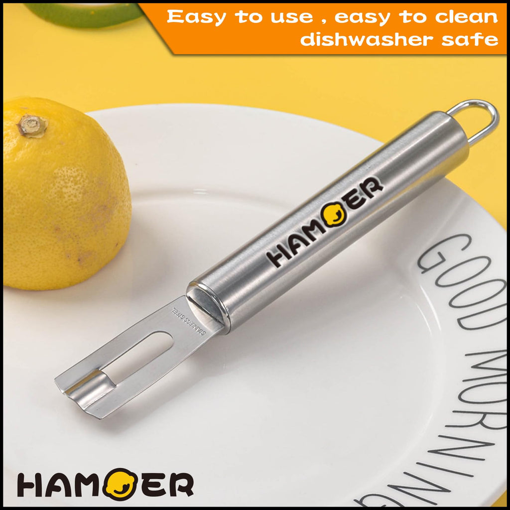 HAMOER Lemon Citrus Zester & Channel Knife 2 Tools set with a storage box