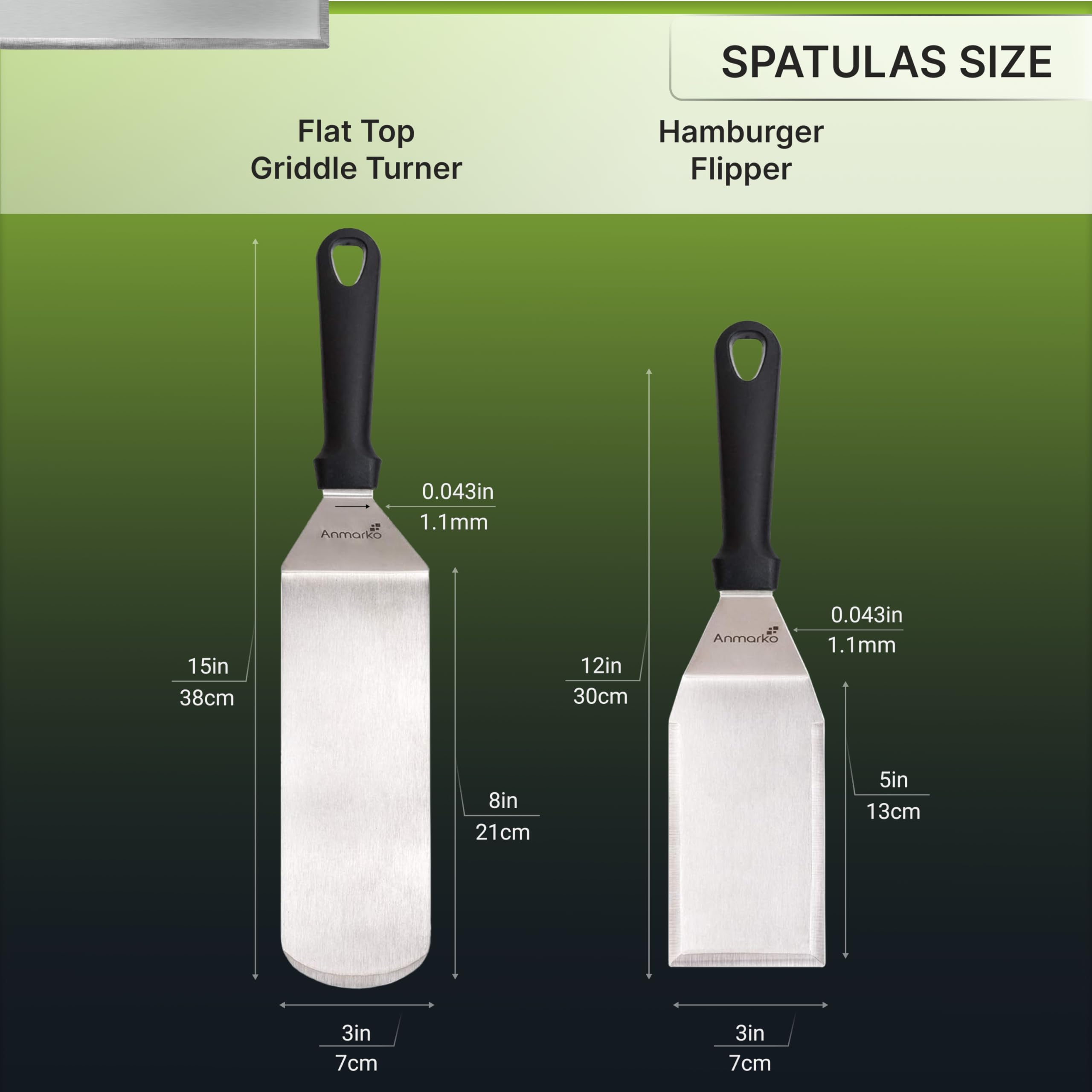 Metal Spatula Stainless Steel and Scraper - Professional Chef Griddle Spatulas Set of 3 - Heavy Duty Accessories Great for Cast Iron BBQ Flat Top Grill Skillet Pan - Commercial Grade
