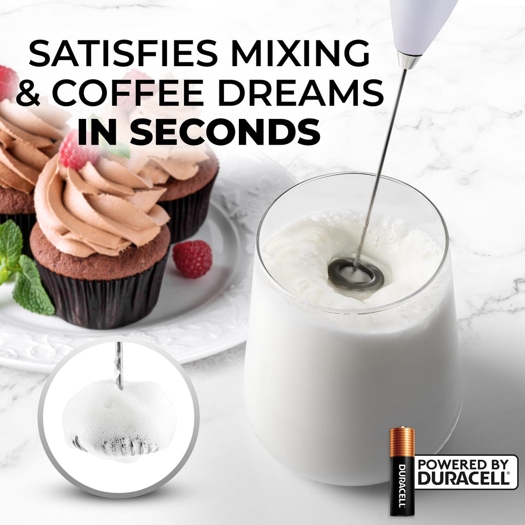 Zulay Powerful Milk Frother for Coffee with Upgraded Titanium Motor - Handheld Electric Whisk, Milk Foamer, Mini Mixer & Coffee Blender for Frappe, Latte, Matcha, No Stand - Grand Cloud