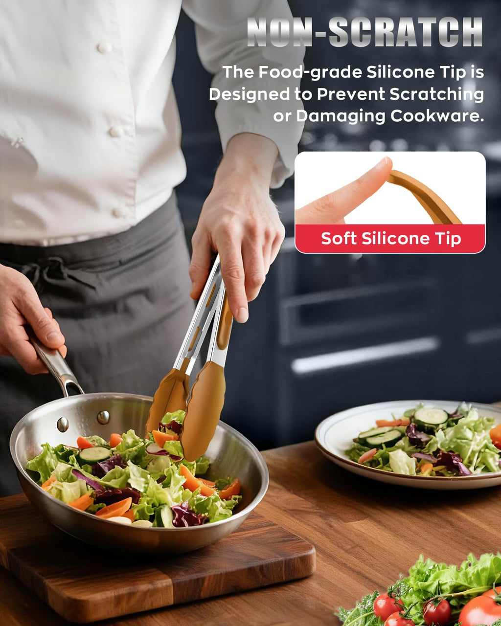 Bnlcd Good Grip Cooking Tongs with Silicone Tips, Set of 3-7" 9" and 12"