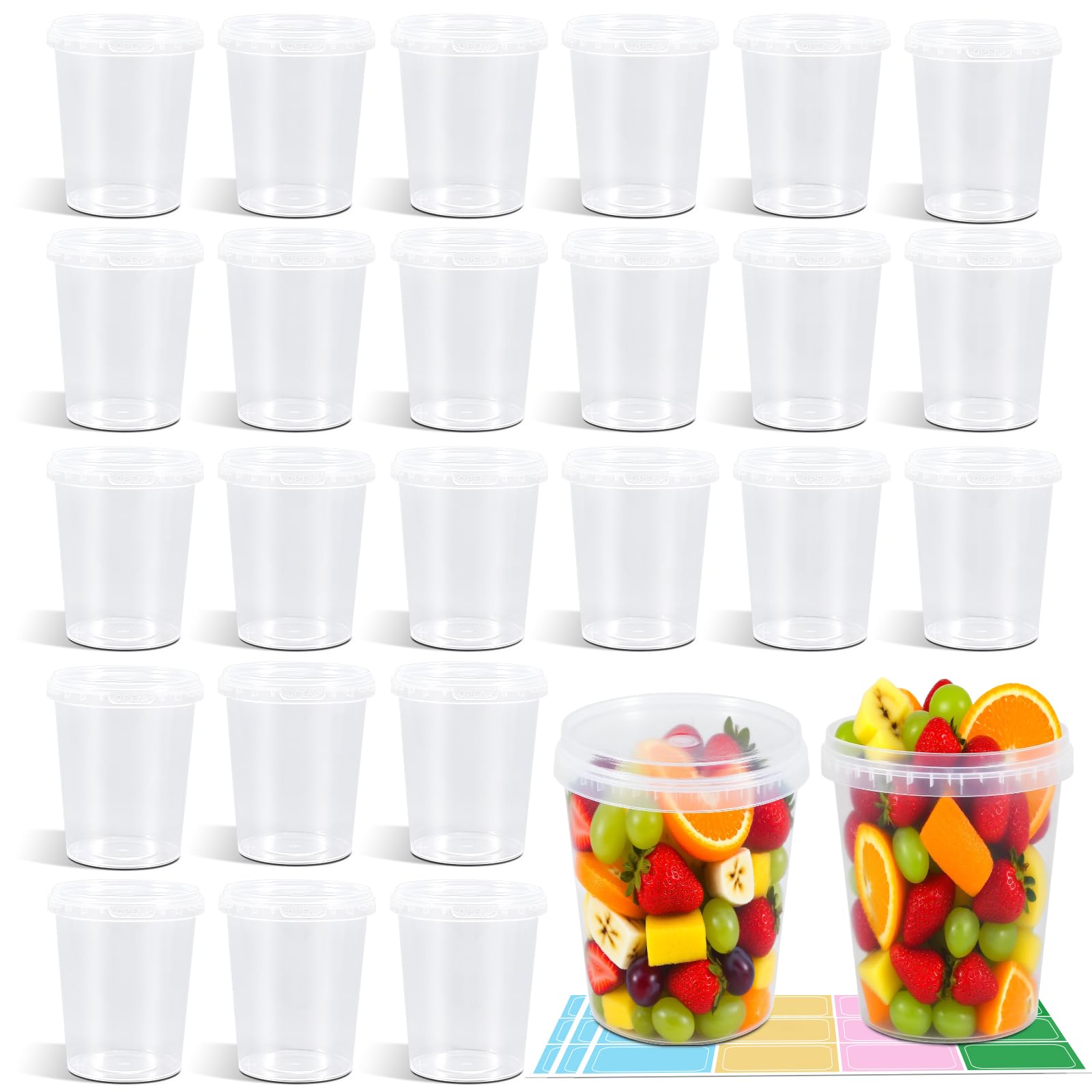 UMETASS Food Storage Containers, 26 Pack 18 oz Freezer Storage Containers with Lids, Leakproof, BPA Free, Microwave & Dishwasher Safe Takeout Container - Ideal for Soup and More