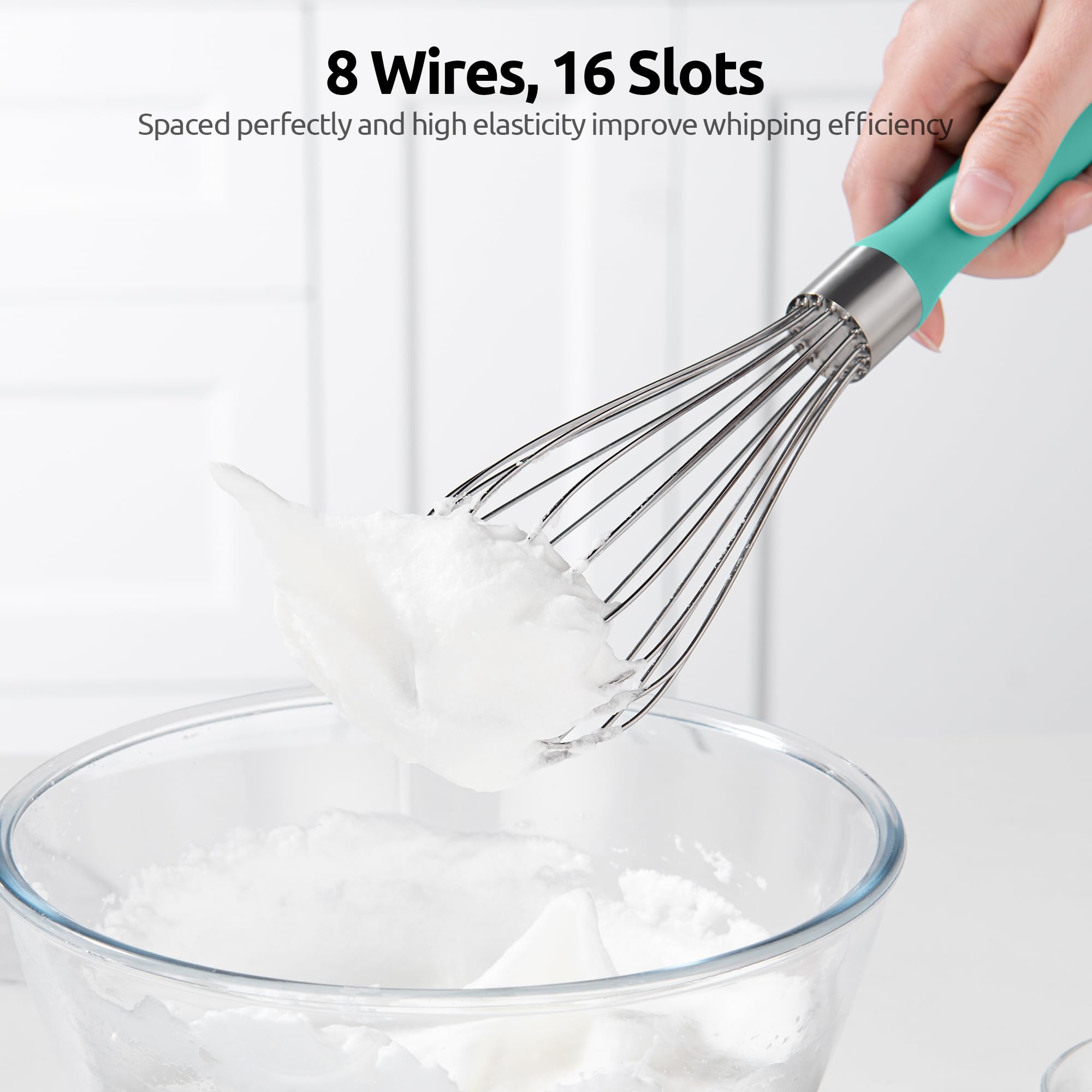 U-Taste Wire Whisk for Cooking, 18/10 Stainless Steel Wisk, M/Aqua Sky
