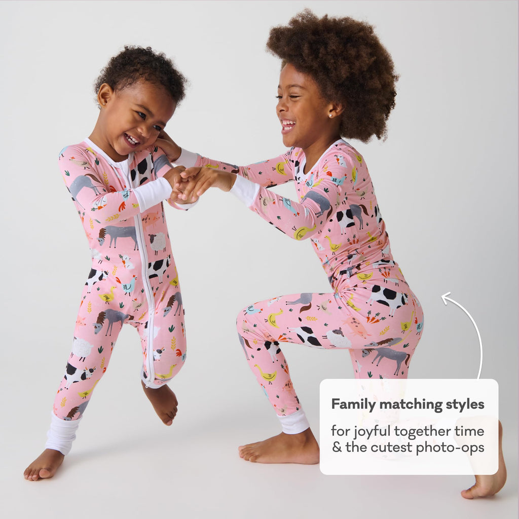 Little Sleepies Baby Pajamas, Pink Farm Animals, Newborn