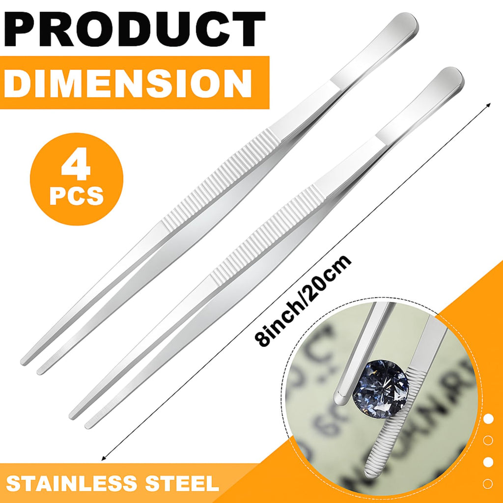 Yaomiao 4 Packs 10 Inch Cooking Tweezers Bar Kitchen Tongs, Black