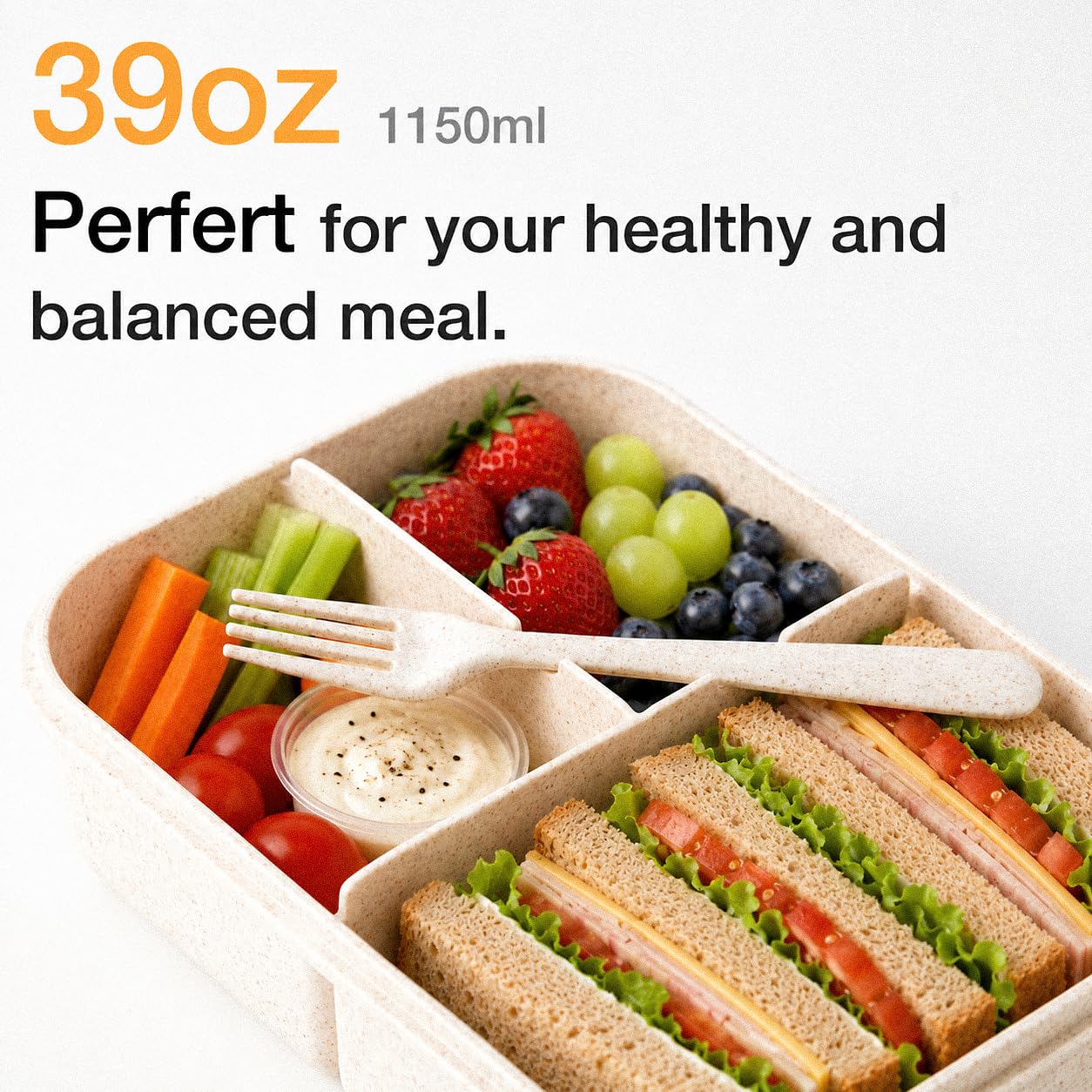 SEVENY Bento Lunch Box For Adults & Body Builders, White