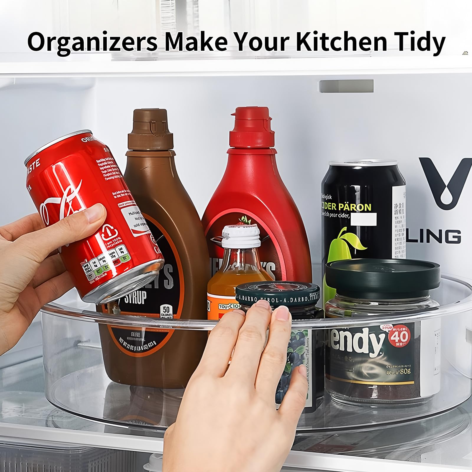 4 Pack Lazy Susan, 10.5 Inch Lazy Susan Organizer, 360 Degree Swivel, for Kitchen, Pantry, Refrigerator, Bathroom and Vanity Countertops (Clear) (4P-10.5 Inch)
