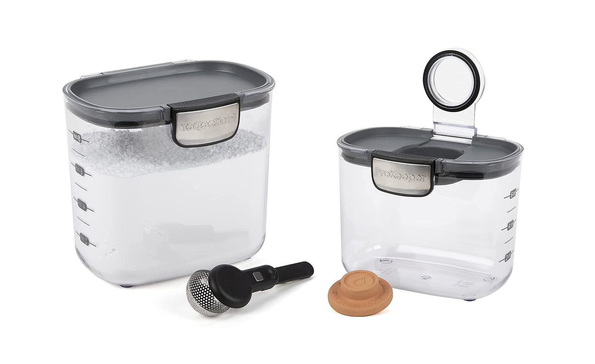 Progressive International ProKeeper+ Clear Plastic Airtight Food Baker's Kitchen Storage Organization Container Canister Set with Magnetic Accessories, 2- Piece Set (Specialty Sugar 1.5-Quart)