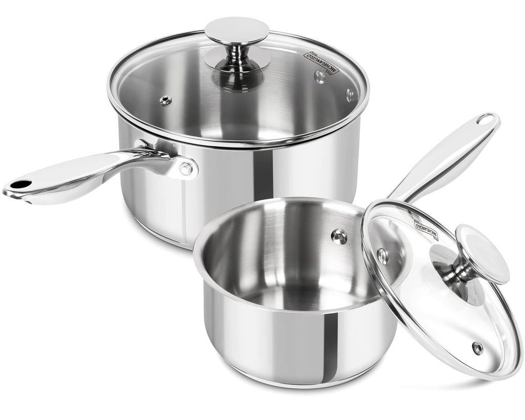 MICHELANGELO 3 Quart Saucepan with Lid & Steamer, Stainless Steel Sauce Pan with Triply Bottom, 3 QT Sauce Pot, Nonstick Saucepan Induction Compatible