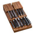 In-Drawer Knife Block without Knives, Acacia Wood Knife Drawer Organizer