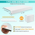 5 Pcs Wire Shelf Cover, 38X16X3 Inch Carbon Fiber Material Shelf Covers for Pantry Shelves(Not Wood), Waterproof Removable Closet Shelving Liner for Home Kitchen,Office Organization - White