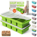 Silicone Freezer Tray with Lid Soup Freezer Container Molds with Steel Reinforced Rim Big Ice Cube Molds Pebble Ice Tray Soup Cubes Baking Dish Freezer Safe Food Storage Containers Kitchen Gadgets