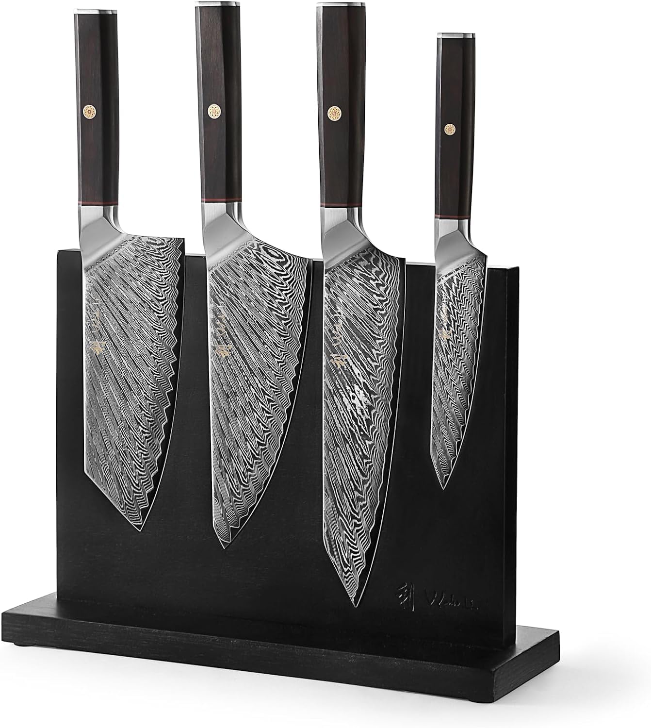 Wakoli Culinary Asia 4-Piece Asian Knife Set, VG10 Damascus, Magnetic Block