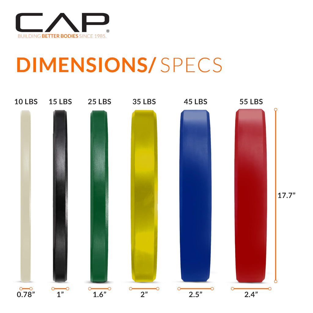 CAP 260lb Competition Olympic Bumper Plate Weight Set