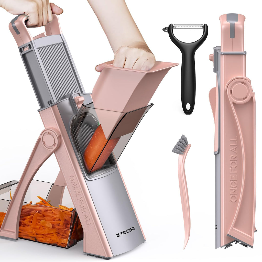 ZTQCSQ [All in 1] Safe Mandoline Veggie Slicer + Spiralizer for Kitchen