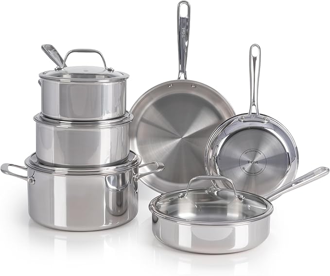 T-fal Pro Tri-Ply Stainless Steel 10-Piece Induction Cookware Set