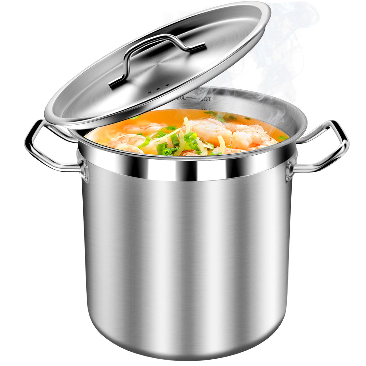 STOCKPOT 35 Quart Commercial Grade Large Stock Pot - Soup Pot with Lid - Non-Nickel Stainless Steel - Healthy Cookware Polished Stockpots - Heavy Duty - 8.8Gallon
