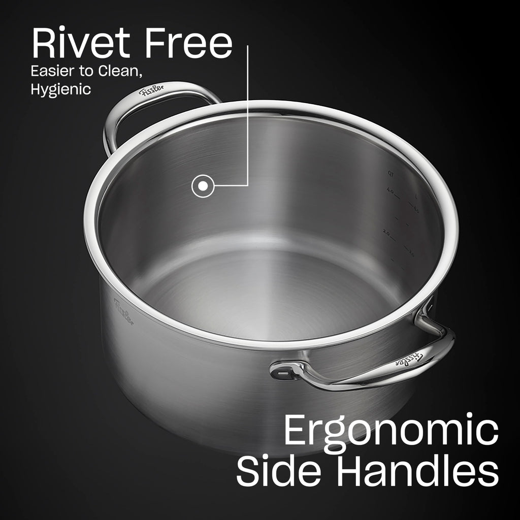 Fissler M5 Pro-Ply 5-ply Stainless Steel Stockpot, 6 Quart, with Metal Lid